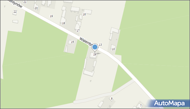 Walentynów, Walentynów, 14, mapa Walentynów