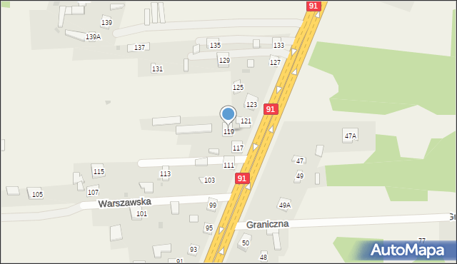 Wanaty, Warszawska, 119, mapa Wanaty