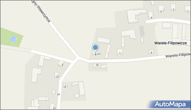 Warele-Filipowicze, Warele-Filipowicze, 8, mapa Warele-Filipowicze