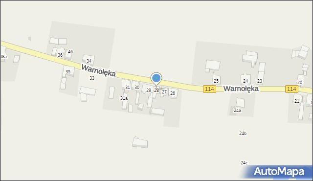 Warnołęka, Warnołęka, 28, mapa Warnołęka