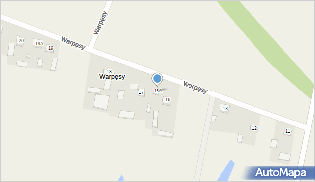 Warpęsy, Warpęsy, 16A, mapa Warpęsy