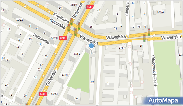 Warszawa, Wawelska, 19, mapa Warszawy