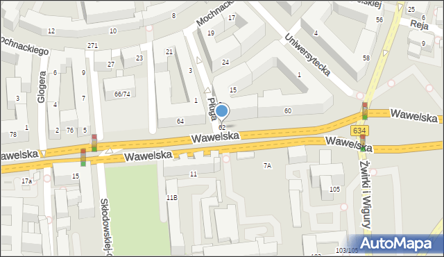 Warszawa, Wawelska, 62, mapa Warszawy