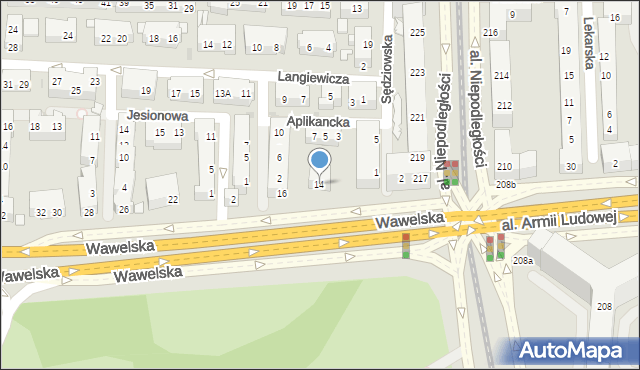 Warszawa, Wawelska, 14, mapa Warszawy
