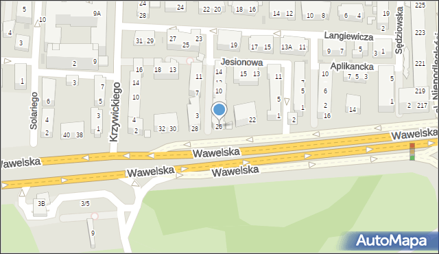 Warszawa, Wawelska, 26, mapa Warszawy