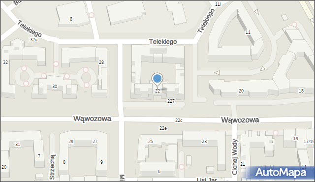 Warszawa, Wąwozowa, 22, mapa Warszawy