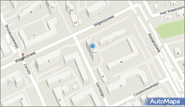 Warszawa, Wąwozowa, 3, mapa Warszawy