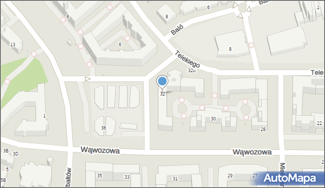 Warszawa, Wąwozowa, 32, mapa Warszawy