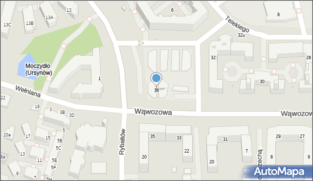 Warszawa, Wąwozowa, 36, mapa Warszawy