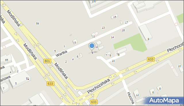 Warszawa, Wartka, 8, mapa Warszawy