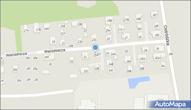 Warszawa, Warzelnicza, 22A, mapa Warszawy