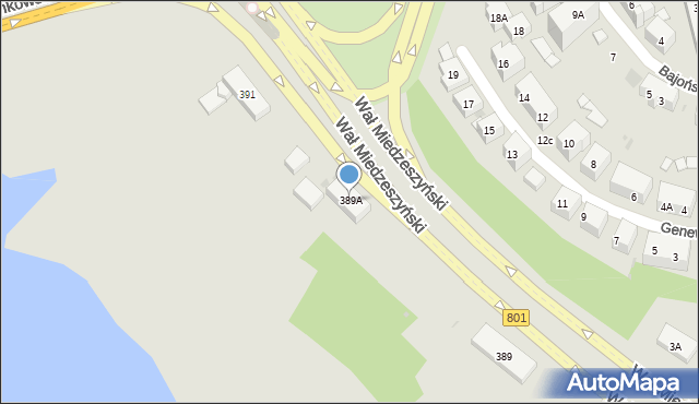 Warszawa, Wał Miedzeszyński, 389A, mapa Warszawy