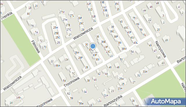 Warszawa, Walcownicza, 30E, mapa Warszawy