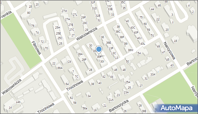 Warszawa, Walcownicza, 30F, mapa Warszawy