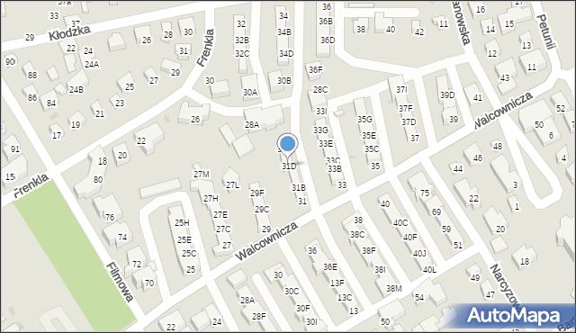 Warszawa, Walcownicza, 31D, mapa Warszawy