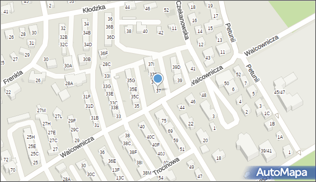 Warszawa, Walcownicza, 37, mapa Warszawy