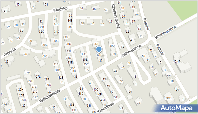 Warszawa, Walcownicza, 37C, mapa Warszawy