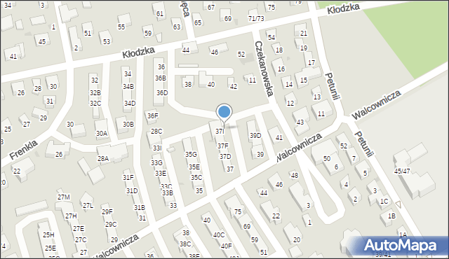 Warszawa, Walcownicza, 37J, mapa Warszawy