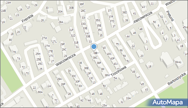 Warszawa, Walcownicza, 38A, mapa Warszawy