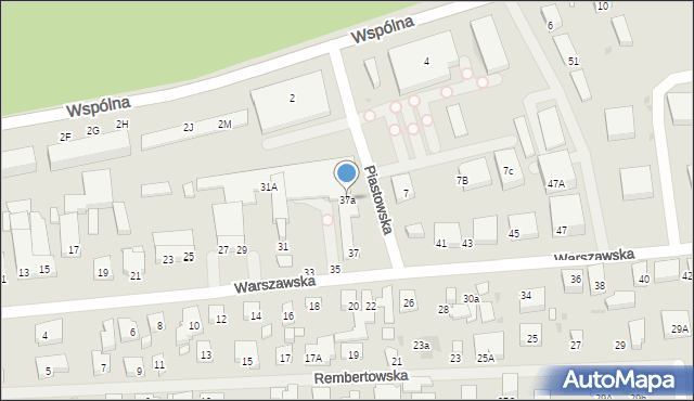 Warszawa, Warszawska, 37a, mapa Warszawy