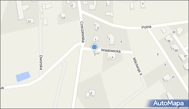 Warzno, Wadowicka, 2, mapa Warzno