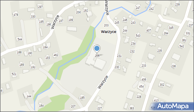 Warzyce, Warzyce, 205, mapa Warzyce