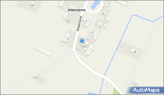 Wawrzęcice, Wawrzęcice, 1, mapa Wawrzęcice