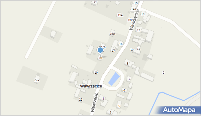 Wawrzęcice, Wawrzęcice, 18, mapa Wawrzęcice