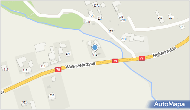 Wawrzeńczyce, Wawrzeńczyce, 114, mapa Wawrzeńczyce