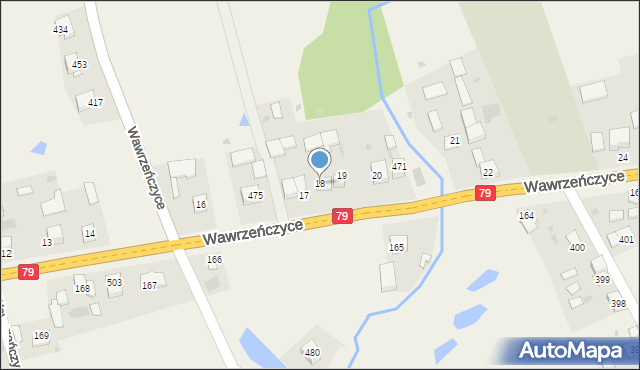 Wawrzeńczyce, Wawrzeńczyce, 18, mapa Wawrzeńczyce