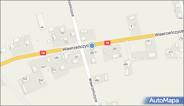 Wawrzeńczyce, Wawrzeńczyce, 181, mapa Wawrzeńczyce