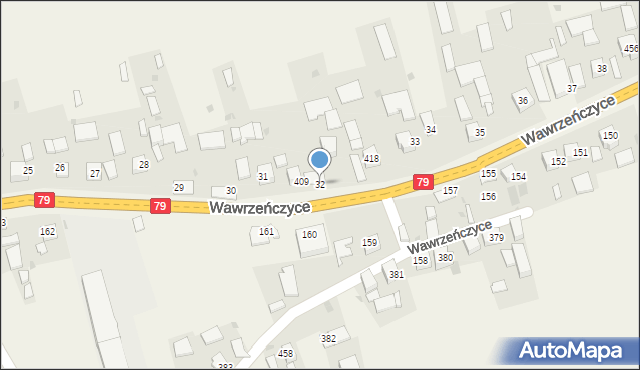 Wawrzeńczyce, Wawrzeńczyce, 32, mapa Wawrzeńczyce