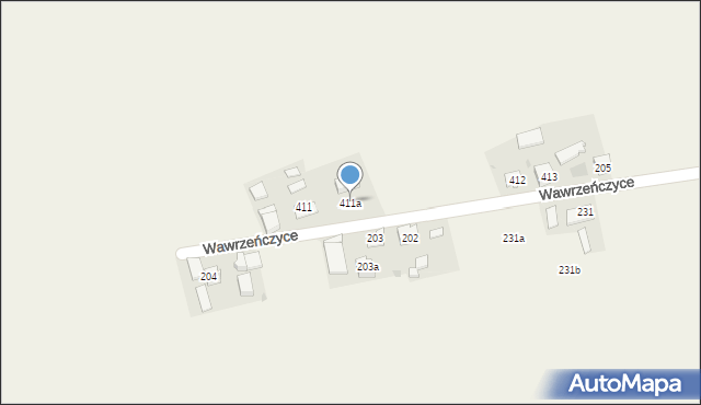 Wawrzeńczyce, Wawrzeńczyce, 411a, mapa Wawrzeńczyce