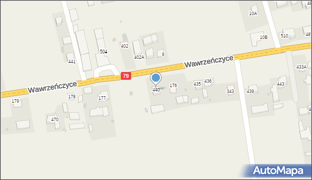 Wawrzeńczyce, Wawrzeńczyce, 440, mapa Wawrzeńczyce