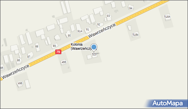 Wawrzeńczyce, Wawrzeńczyce, 523, mapa Wawrzeńczyce