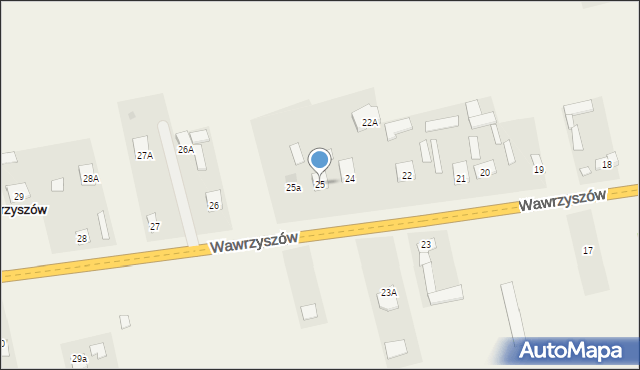 Wawrzyszów, Wawrzyszów, 25, mapa Wawrzyszów