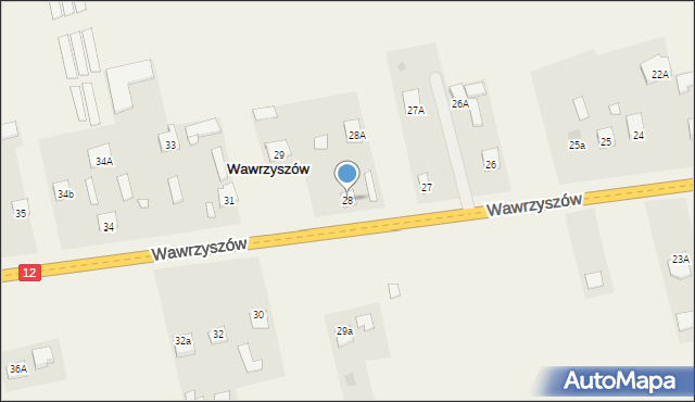 Wawrzyszów, Wawrzyszów, 28, mapa Wawrzyszów