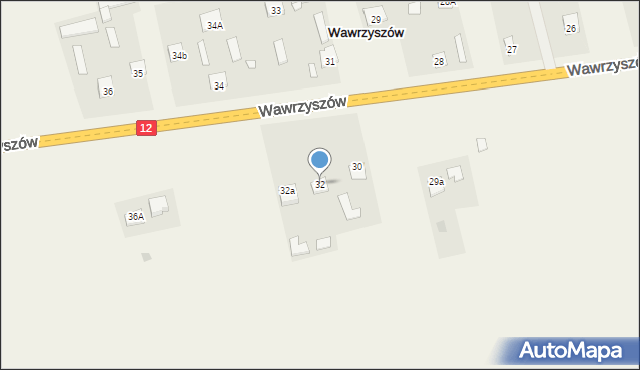 Wawrzyszów, Wawrzyszów, 32, mapa Wawrzyszów