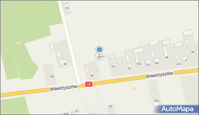 Wawrzyszów, Wawrzyszów, 54, mapa Wawrzyszów