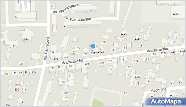 Wieruszów, Warszawska, 109, mapa Wieruszów