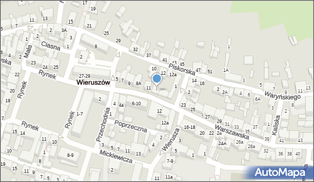 Wieruszów, Warszawska, 17/21, mapa Wieruszów