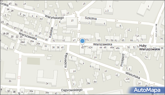 Wieruszów, Warszawska, 42, mapa Wieruszów