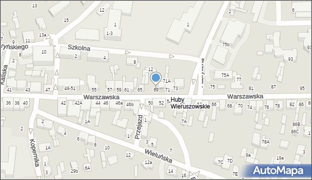 Wieruszów, Warszawska, 69, mapa Wieruszów