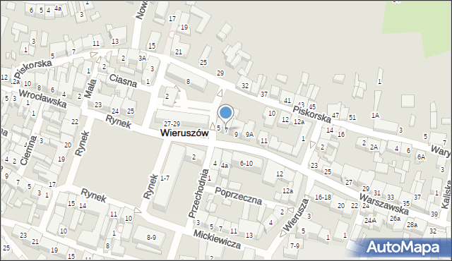 Wieruszów, Warszawska, 7, mapa Wieruszów