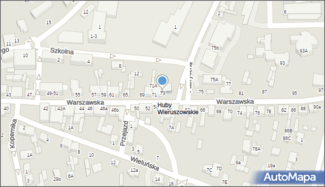 Wieruszów, Warszawska, 73, mapa Wieruszów