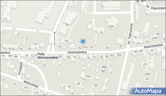 Wieruszów, Warszawska, 83, mapa Wieruszów
