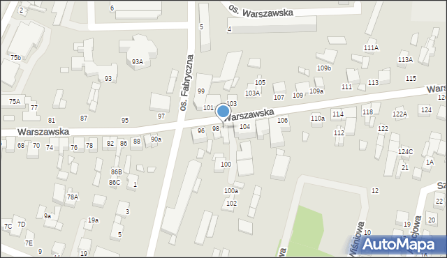 Wieruszów, Warszawska, 98a, mapa Wieruszów