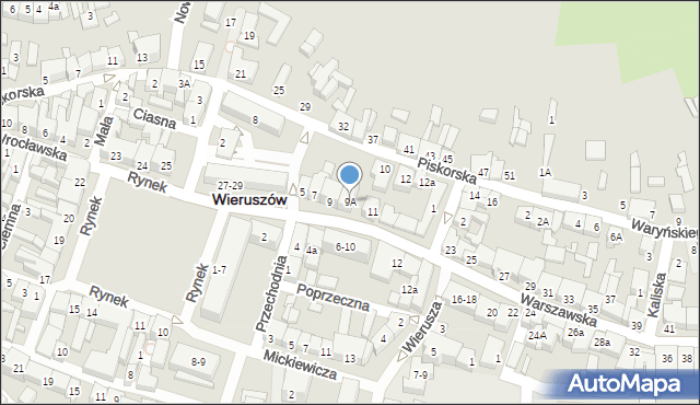 Wieruszów, Warszawska, 9A, mapa Wieruszów