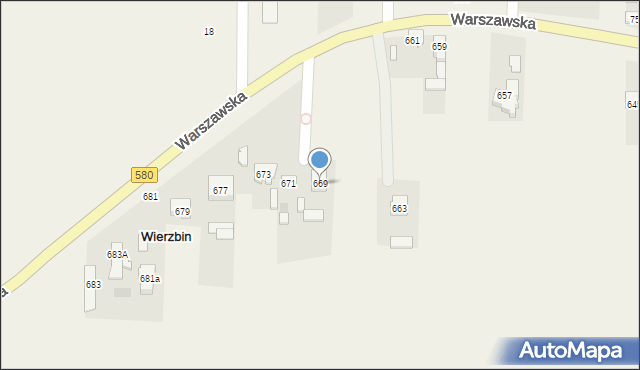 Wierzbin, Warszawska, 669, mapa Wierzbin