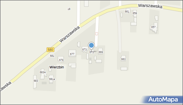 Wierzbin, Warszawska, 671, mapa Wierzbin